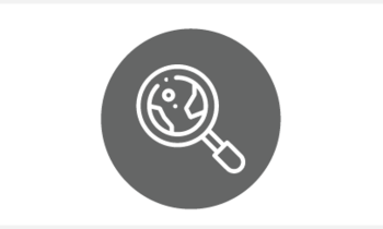 Icon of magnifying class in a dark circle