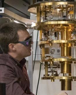 Dr. Lawrie with a milliKelvin microscopy platform