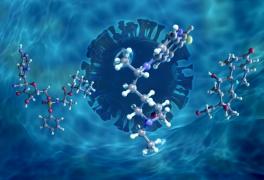 Using neutrons, ORNL researchers analyzed the molecular dynamics of previously proposed COVID-19 drug candidates remdesivir (left), hydroxychloroquine (center), and dexamethasone (right) in hydrated environments. Their results offer insights into how these molecules might behave in human cells. Credit: ORNL/Jill Hemman