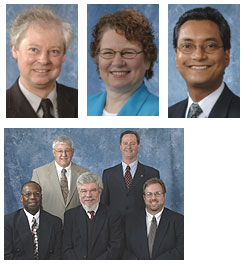 Director's Award winners at  the Dec. 9 ORNL Awards Night were (top row, from left) Stephen Pennycook, Betty S. Evans, Budhendra Bhaduri and team members, from left, John Mayo, Lynn Degenhardt, Larry Allard, Bill Sides and Doug Blom.