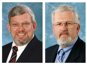 Oak Ridge National Laboratory researchers Paul Hanson (left) and Brian Sales have been named UT-Battelle Corporate Fellows.