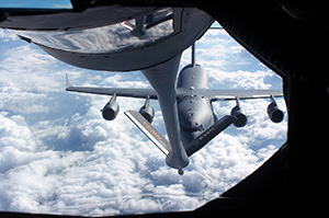 Cindy Mayfield's view out of the KC-135 refueling aircraft during the Boss Lift program.