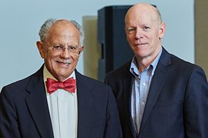 Warren Washington, left, Nobel Prize winner and National Medal of Science recipient, with Jack Fellows, director of the Climate Change Science Institute at Oak Ridge National Laboratory during the former's visit to ORNL.