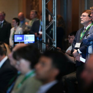 Conference attendees listen to speakers during the Tennessee Valley Corridor 2026 National Summit in Chattanooga, Tennessee. The event brings together leaders from government, industry, academia and national laboratories to discuss quantum technologies, artificial intelligence, nuclear energy and regional economic development initiatives.