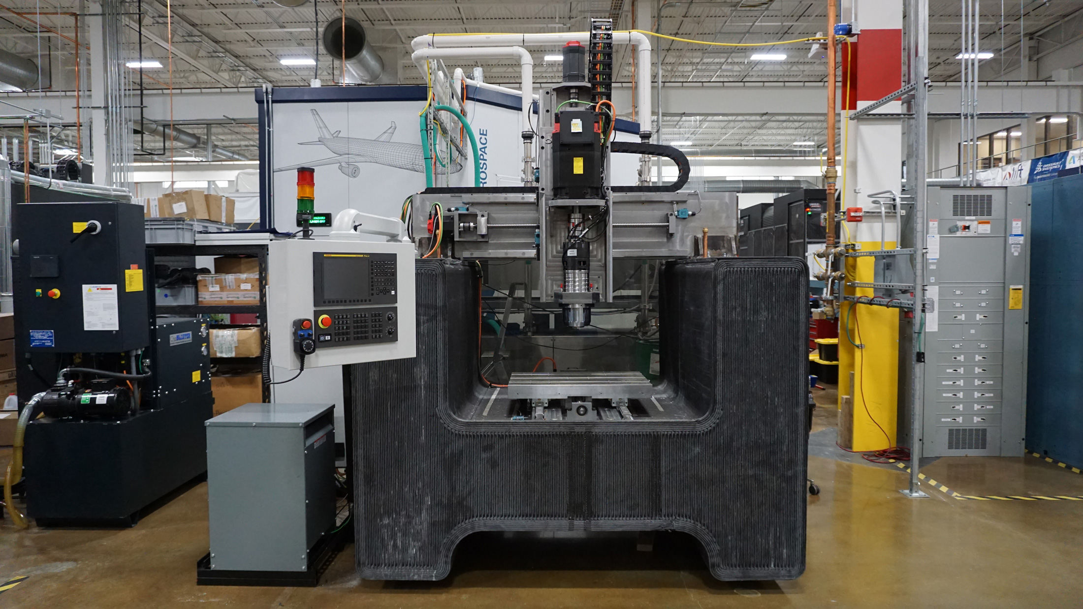 Three months after the design was finalized, the concrete base machine was ready for final alignment and guarding installation