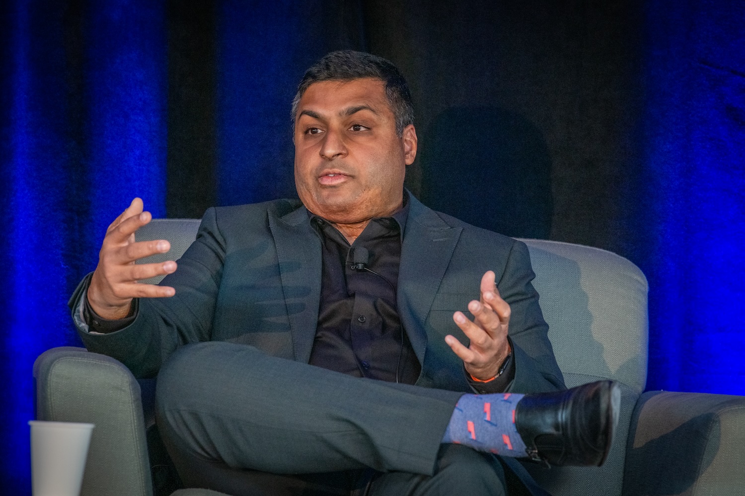 Rajan Kumar, Ateios Systems, speaks during the panel discussion. Credit: Lawrence Berkeley National Laboratory
