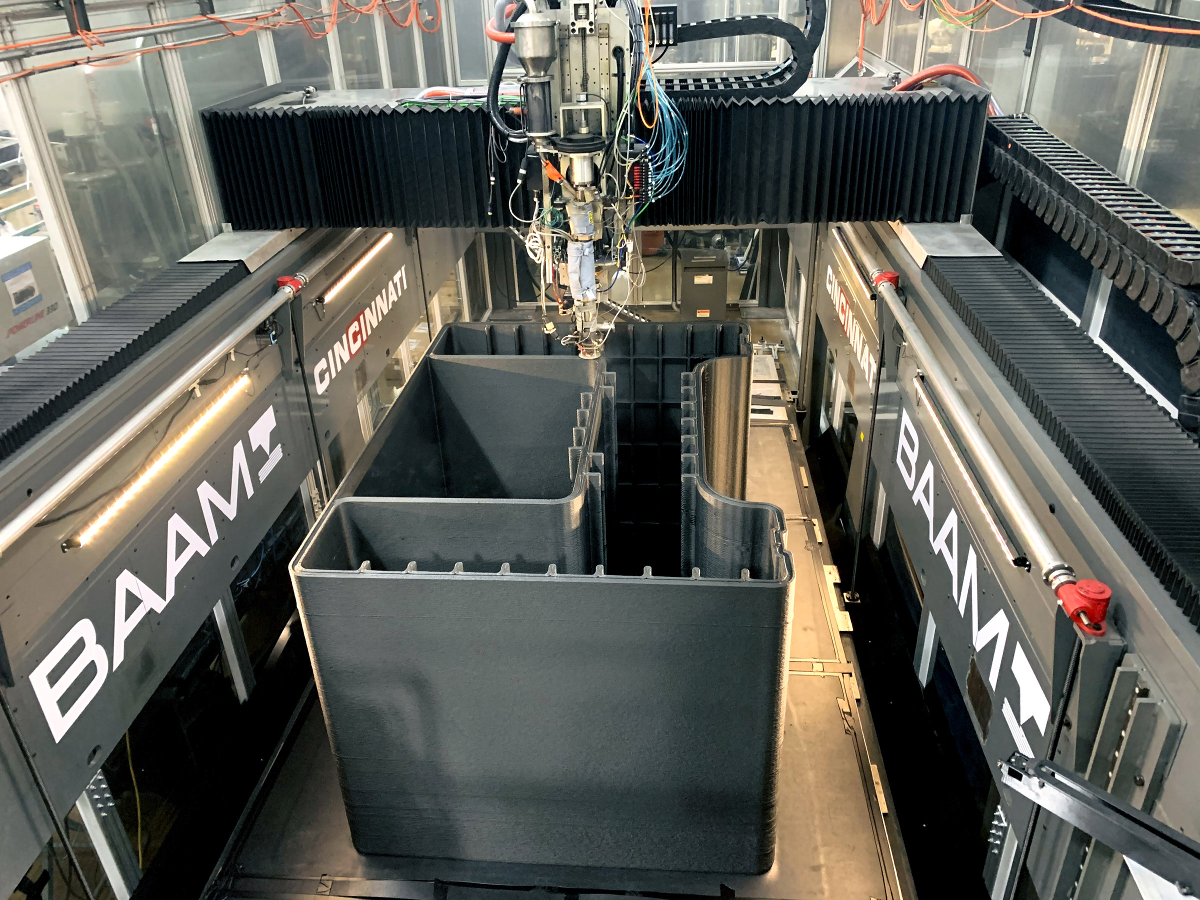 Big Area Additive Manufacturing was used to print the polymer mold for the machine base.