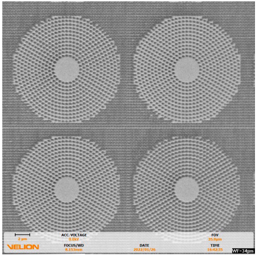 Plasmonic structures in a gold film.