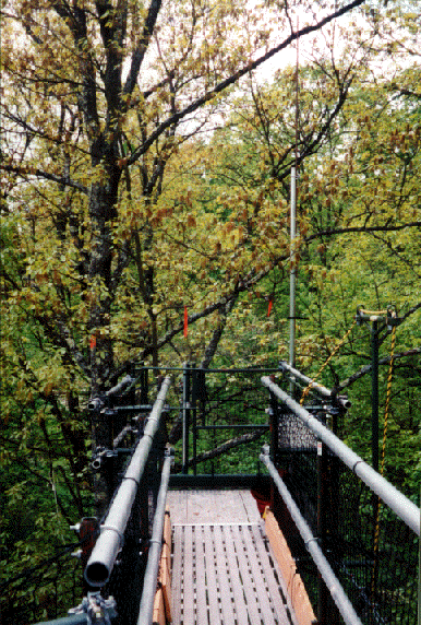 Work platform at the top of the dry plot tower