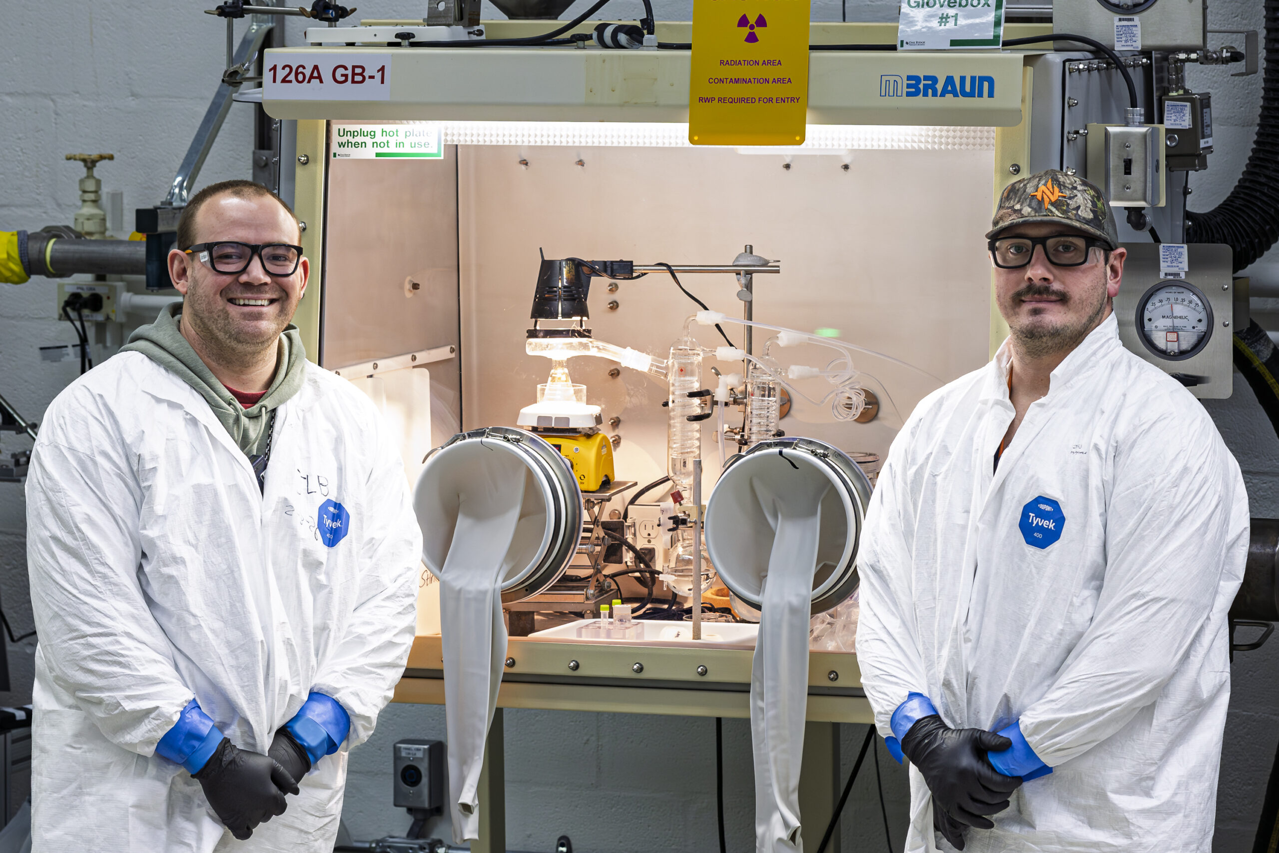 Researchers from ORNL’s Isotope Processing and Manufacturing Division pose for a staff photo related to nickel-63 production on February 4, 2026.