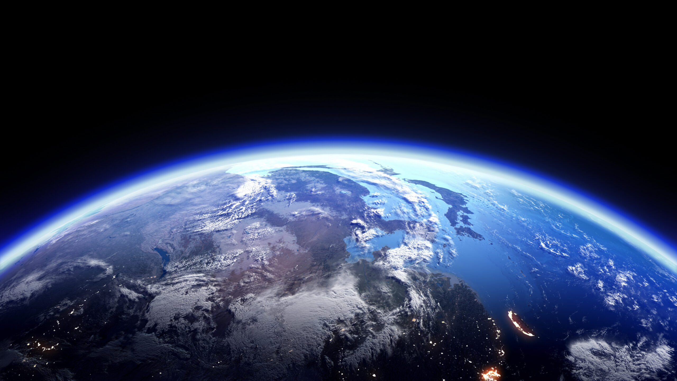 The Earth Space Planet 3D illustration background. City lights on planet. elements from NASA
