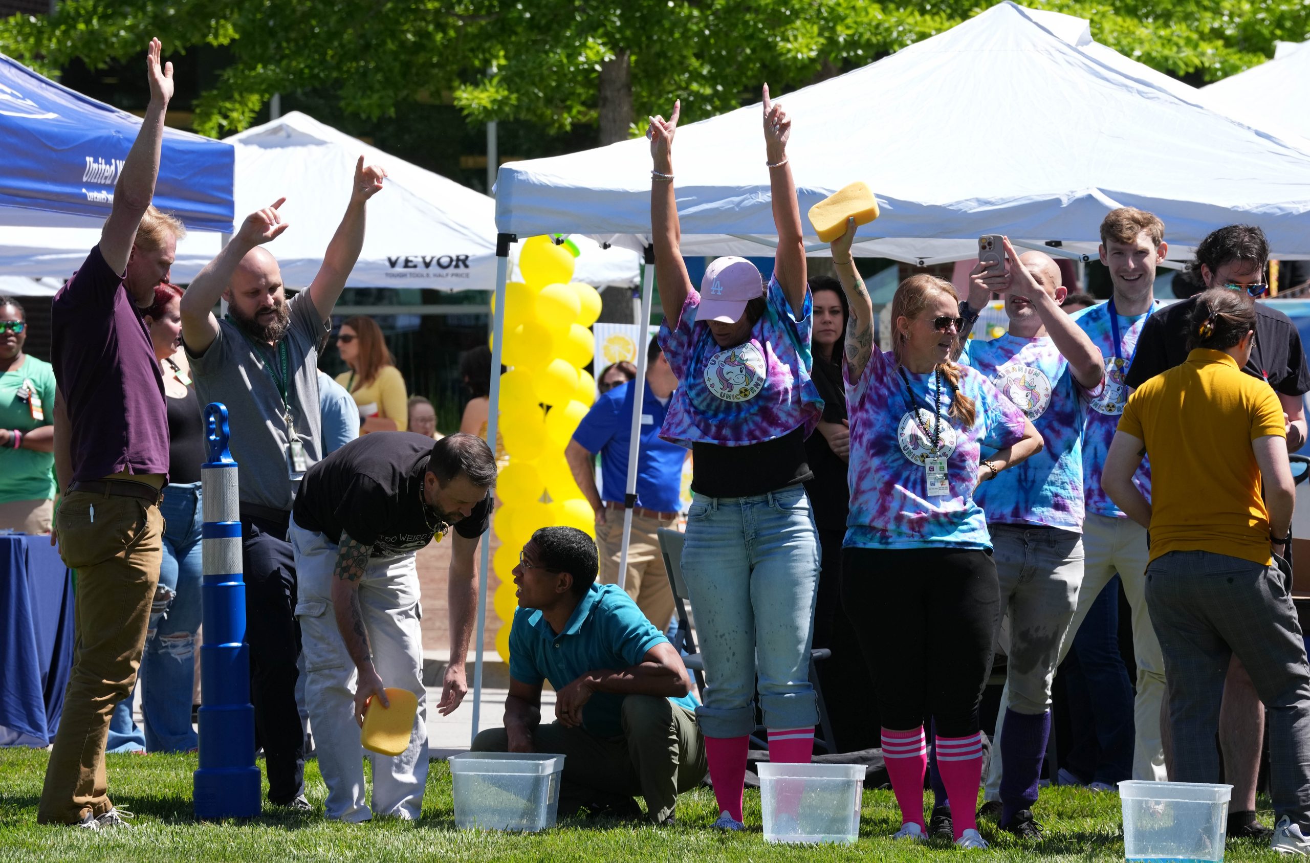 ORNL employees compete in outdoor field day games during the ORNL Gives kickoff event on the Quad.