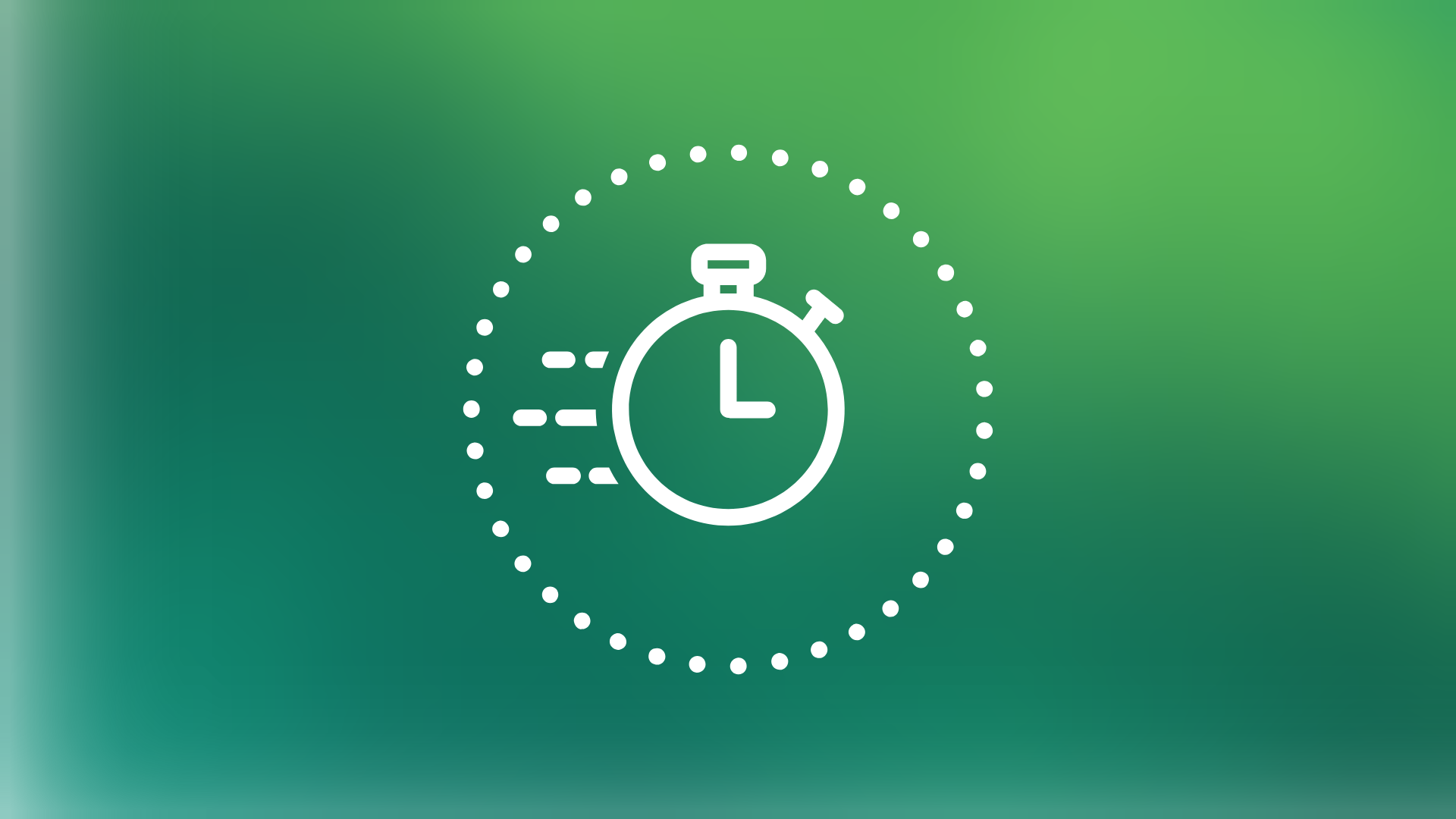 A stopwatch with a dotted circle surrounding.